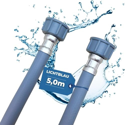 LICHTBLAU Zulaufschlauch 5 m Waschmaschine & Spülmaschine – 3/4 Zoll Wasserzulaufschlauch, Gerade/Gerade Anschluss, universal Füllschlauch mit Dichtung