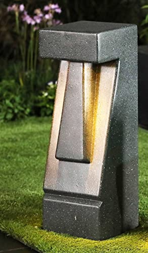 Arnusa Solar Gartenfigur Moai Anthrazit Solarleuchte Solarlampe Gartenleuchte 20x20x59