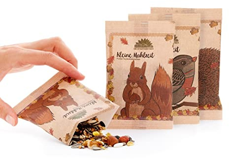 Set aus 3 kleinen Mahlzeiten: Enthält 3 kleine Futterportionen für Wildvögel, Igel und Eichhörnchen | Perfekte Kleinigkeit als Mitgebsel zur kalten Jahreszeit | Hochwertiges Tierfutter