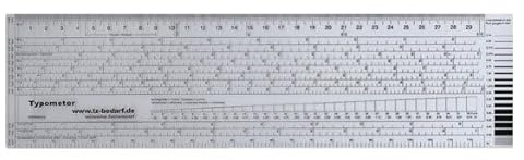 TYPOMETER zur Schriftgrößenbestimmung, Versalien, Zeilenabstände, Linienstärke etc - Schablone