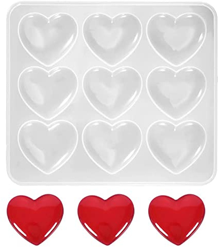 MBUYGYUO Love Heart Resin Moulds 9 Cavity Small Handmade Casting Epoxy Resin Mold 3D Geometric Heart Silicone Moulds for DIY Jewelry Pendant Soap Gift Souvenir Home Decoration