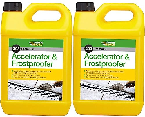 Everbuild 203 Premium Accelerator And Frostproofer | Accelerate Cement Setting Time and Provides Frost Protection for Concrete, Mortar and Rendering - 5 Litre (Pack of 2)