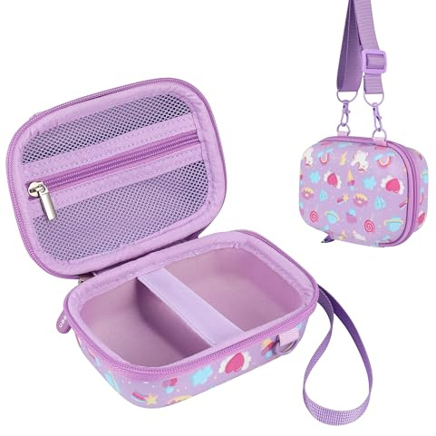 Leayjeen Custodia per fotocamera compatta per bambini Compatibile con YunLone/Vannico/GlobalCrown/Gofunly/voltenick, bambini pasqua regalo & Compleanno(solo custodia) Unicorno Viola