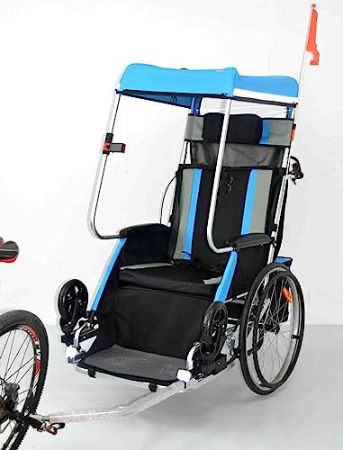 PRUJOY Fahrradanhänger für Erwachsene, Rollstuhl, Fahrrad, Aluminiumlegierung, hinterer Anhänger, Stoßdämpfung, komfortabler Traktor, multifunktionaler Wagen (Blue)
