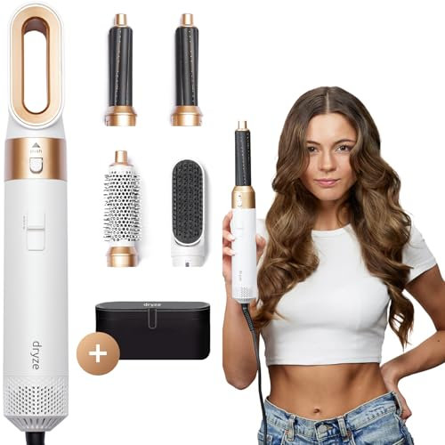 Dryze airstyler 5 in 1, lockenstab, haartrockner, warmluftbürste, föhnbürste, föhn… (- Inklusive Lederbox)