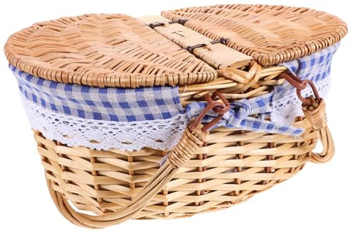 BESPORTBLE Geflochtener Weidenkorb Mit Deckel Vielseitiger Aufbewahrungskorb Für Obst Snacks Und Haushaltsartikel Für Wohnzimmer Küche Schlafzimmer Und Mehr