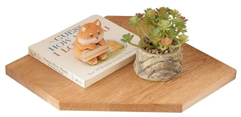 OAKERLAND Eckregal Holz Hängend, Eiche Eckregal Wandregal mit Drahtloch für Kabel, Kleines Schwebendes Eckwandregal für Pflanzen Schlafzimmer Wohnzimmer Küche