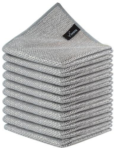 VIVOTE 10 strofinacci a doppio strato, strofinacci multiuso, panno per la pulizia del filo antigraffio, panno per la pulizia lavabile, asciugamano da cucina riutilizzabile, 30 cm x 30 cm