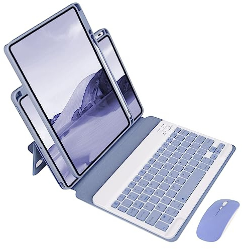 Funda con Teclado para iPad Pro 11 Pulgadas (4ª/ 3ª/ 2ª y 1ª Generación), Rotación de 360 Grados, QWERTY Teclado Español Ñ Bluetooth Desmontable con Ratón Recargable y Soporte para Lápiz, Gris Lavanda