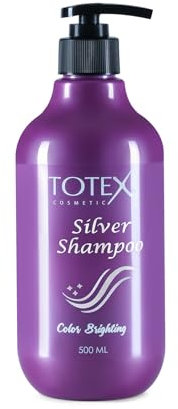 TOTEX Shampooing Pour Cheveux Silver 500ml | Shampoing Violet Éclaircissant pour Cheveux Blonds | Idéal pour Éliminer les Reflets Jaunes | Formule Nourrissante pour un Éclat Optimal