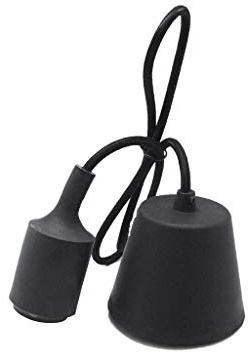 E27 Lampenfassung mit 1m schwarzem Silikonkabel, ideal für dekorative Beleuchtung und DIY-Projekte.