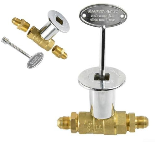 Vanne de contrôle de lavabo à gaz en laiton, vanne de verrouillage haute pression de 1,27 cm avec clé pour cheminée au gaz naturel, brasero de table, projets de bricolage à la maison, contrôle de