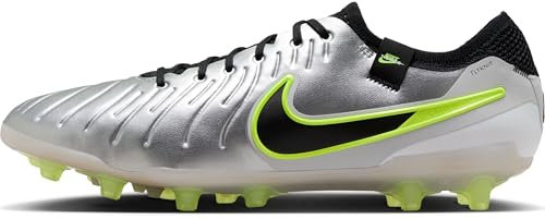 Nike Botas de fútbol para Hombre Tiempo Legend 10 Elite césped Artificial, Color Plateado Metalizado/Negro voltio, Talla 44 EU, Metallic Silver Black Volt, 44 EU