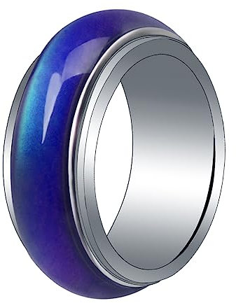 DEARMAMY Geformter Ring 8mm Stimmungsring Für Damen Farbwechsel Mood Ring Modischer Schmuck Für Outfit Ideal Als Für Besondere Anlässe Modeschmuck Ringe
