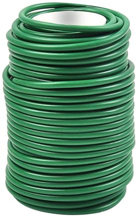 Bindedraht Ummantelt Grün, 3.5mm x 20m Pflanzendraht Gummiert, Pflanzenbinder, Bindedraht Gummiert, Dicke Gartendraht Kunststoffummantelt zum Binden von Weinreben, Kletterpflanzen und Blumen