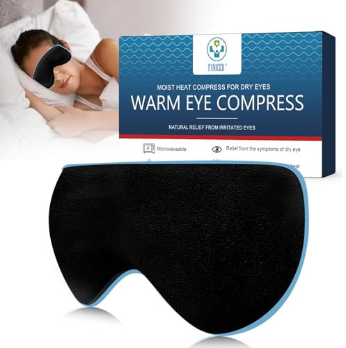 Augenmaske bei Trockenen Augen,Augenmaske Wärmend Mikrowellenaktivierung mit verstellbarem Band,Leinsamen,Augenmaske Lichtblockierende,Schlafmasken Atmungsaktiv,Lindern geschwollene Augen(Schwarz)