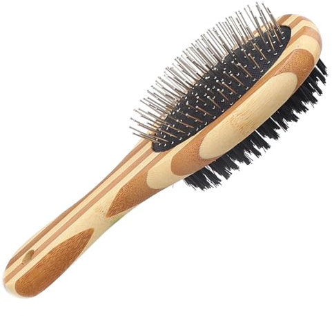 nobleza - 2in1 Hundebürste - Professionelle Tierhaarbürste für Hunde und Katzen, Farbe:Braun, Größe:M