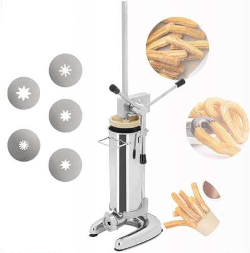 Churro Maker spagnolo con 5 stampi e macchina di rifornimento da 2 litri Riempitrice manuale commerciale per churro per ristorante pasticceria