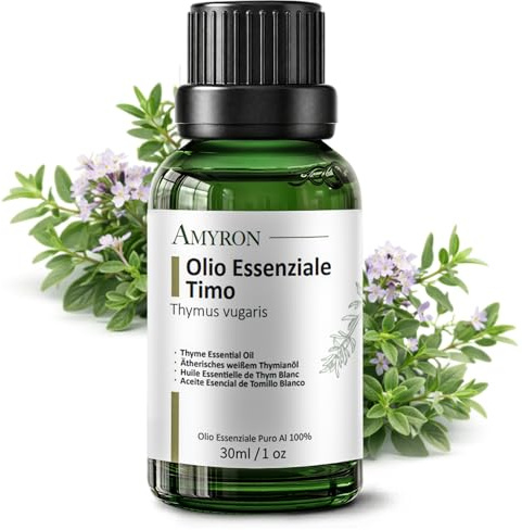 Olio Essenziale Timo Rosso 30 ml AMYRON | Timo Timolo | Timus Vulgaris | Naturale E Puro Al 100% Ideale Per Diffusore Oli Essenziali | Massaggi Aromatici | Uso Alimentare.