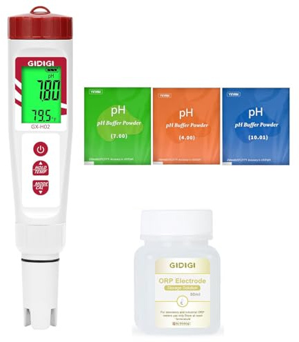GIDIGI Hydrogen Water Tester, ORP Meter for Drinking Water, Digital pH Meter, Electronic pH PPM ORP Temp Detector for Water, Hydroponics, Swimming Pool, Aquariums, Kombucha