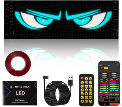 Looklight Devil Eyes, Flexibler LED Laufschrift Programmierbar,(12 x 59,5 cm), Led Display, Fernbedienung & Bluetooth APP-Steuerung, LED Anzeigetafel für Laden, Heim, Party, Geschenke