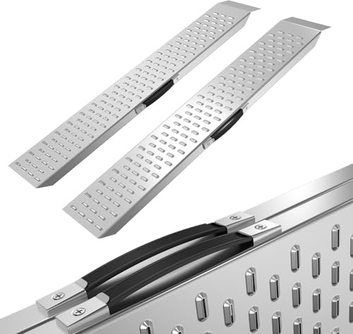 NAIZY Auffahrrampe 2 stück Aluminum Rampe Auto 135 cm Laderampe Max bis 200KG/Stück, rutschfeste Fahrradrampe mit Griff Verladerampe für Auto oder Anhänger