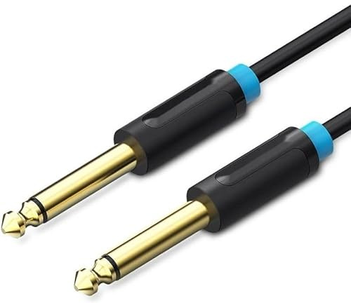 Watio Wave Cavo audio - Cavo stereo mono jack 6.5/m a jack 6.5/m da 2 m, colore nero, ideale per trasmettere audio di alta qualità. *