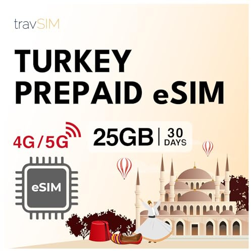 travSIM Türkei e SIM | 25GB Daten SIM - 30 Tage planlaufzeit | eSIM Türkei bietet unbegrenzten Internetzugang für Google, Facebook, Whatsapp, Instagram und mehr