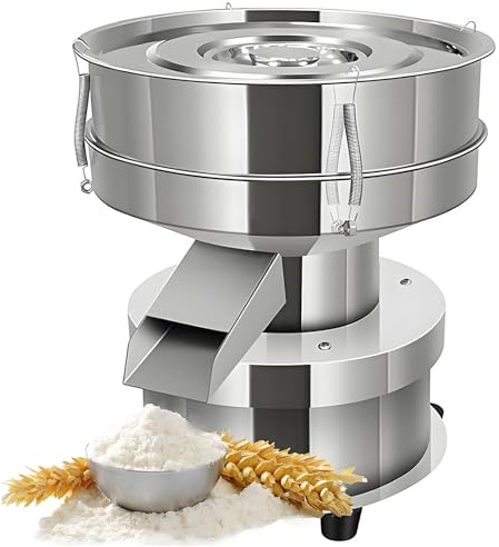 Electric Vibrating Sifter,Commercial Electric Sifter Shaker Machine,304 Stainless Steel Lab Sieve Shaker Vibrating Screen,with 40-200 Mesh Sieve Screen,for Baking Flour Powders,10cm-180mesh
