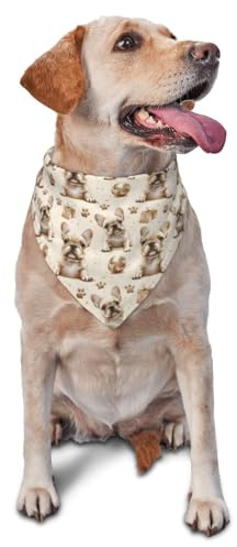 Hundehalstuch für kleine, mittelgroße und große Hunde, niedliches Dreieckstuch mit französischer Bulldogge, für kleine, mittelgroße und große Hunde, Braun