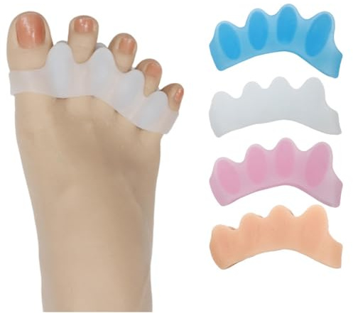 IEBTAWN 4 Par Separador Dedos Pie De Separadores Dedos Pies De Gel Para Dedos Superpuestos Toe Separator De Silicona, Separador Dedos Pie Juanete, Separador De Dedos Del Pie (Talla Única)
