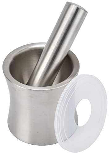 Dioche Stainless Steel Mortar and Pestle Set, Non Slip Heavy Duty Molcajete Bowl with Dual Structure for Garlic Seasoning Powder