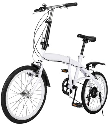 Viluza Folding Bike for adults, 20 Inch 6 Speed Bikes, Foldable City Bike for Adult Lightweight Alloy Folding City Bike High Carbon Steel Frame Non-Slip Folding Bikes for Men/Women