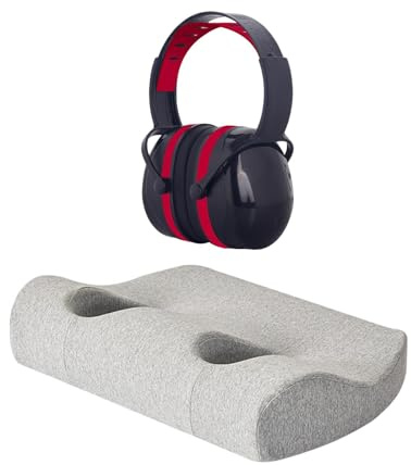 perfk Cuscino per Fori Auricolari in Memory Foam, Confortevole, Fodera Rimovibile e Lavabile per Dormire su Un Fianco, Traspirante con paraorecchie, Grigio Chiaro