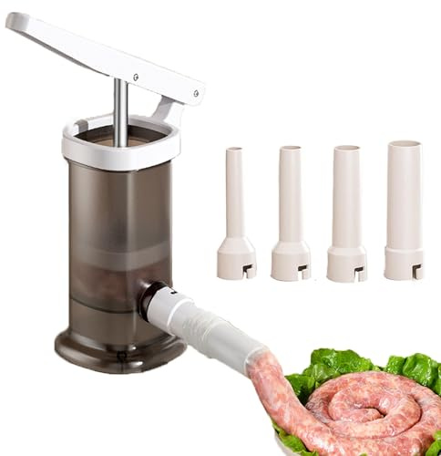 Insaccatrice manuale per salsicce con 4 tubi intercambiabili, insaccatrice per carne, macchina per insaccatura rapida per uso domestico