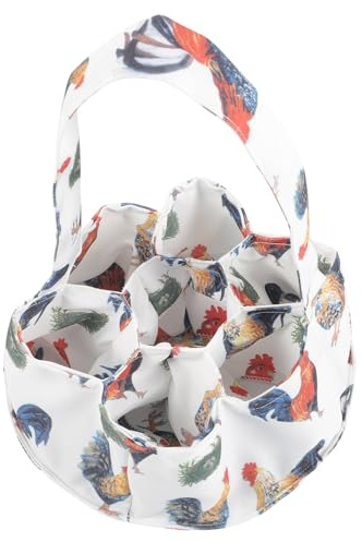 GATHINESS Cestino per Raccolta Uova da Fattoria 7 Tasche, Contenitore di Stoccaggio per Uova Fresche di Gallina, Accessorio Pratico per Casa e Pollaio, Design Rustico Colorato