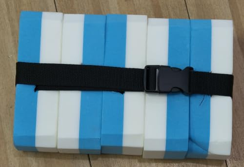 Cintura da Nuoto per Bambini, Cintura da Nuoto per Bambini Regolabile con 5 Cuscinetti Eva per Bambino di Oltre 30 Kg (Blu-bianco)