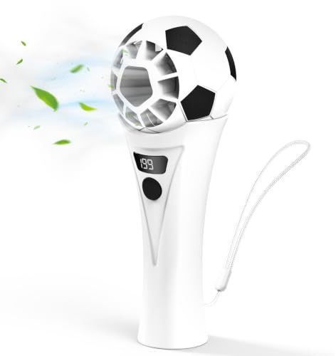 AMZBOSS ventilador portatil,mini ventilador portatil con carga USB | 130g ventilador de mano con carcasa balón fútbol,ventilador usb 199 velocidades ajustables,viajes y exterior,Blanco Perla