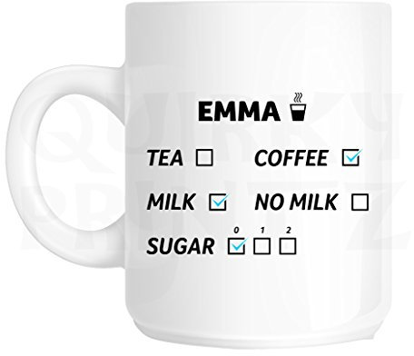 Quirky Printz Novelty Emma Coffee, Milk & No Sugar Funny Gift Slogan Mug SK284