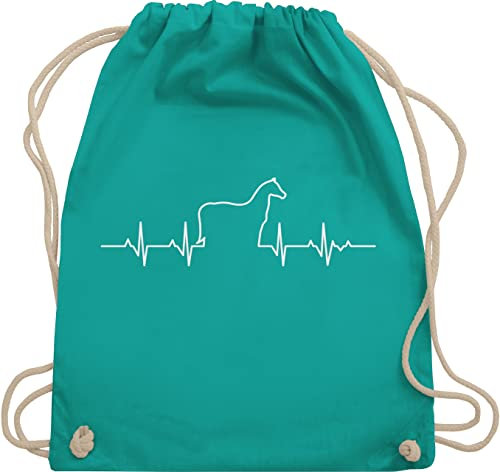 Turnbeutel Rucksack - Herzschlag Pferd - Unisize - Türkis - pferdemädchen geschenke pferde geschenk sporttasche reitsachen für reiter pferde-print beutel stoff stalltasche pferd. gymsack mädchen