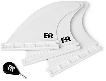 Eisbach Riders Surfboard Future Fin Thruster Set mit Fin Key (Größe G5 Medium) - Finnen Flossen fürs Kiteboard und Surfbrett (Weiß)