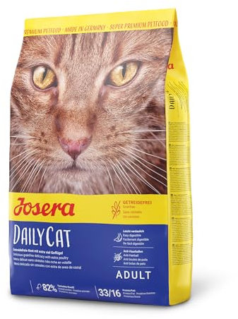 JOSERA DailyCat (1 x 2 kg) | Adult | Premium Trockenfutter für ausgewachsene Katzen | Geflügel & Süßkartoffel | erlesene Kräuter & gesunde Früchte | getreidefrei | Katzenfutter | 1er Pack