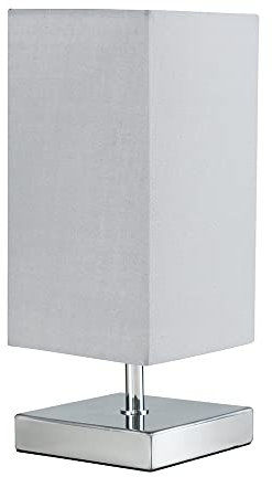 MiniSun | Modern Square Polished Chrome Touch Table Lamp with a Grey Shade | Table Lamps, Home Décor & Improvement Essential