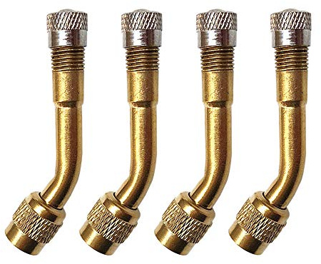 QitinDasen 4Pcs Profesional Neumático Válvula Extensión Adaptador Kit, Extensión de Vástago de Neumático de 135 Grados, Latón Neumático Válvula Extensión Schrader Válvula Adaptador (Dorado)