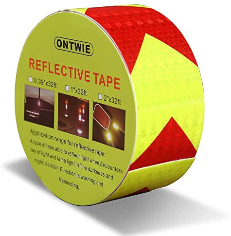 ONTWIE Reflektierendes Klebeband Gelb Schwarz, 2inch x 33ft | Wasserdicht Reflektorband Selbstklebend Warnklebeband für Fahrzeuge, Autos, Anhänger, Boote