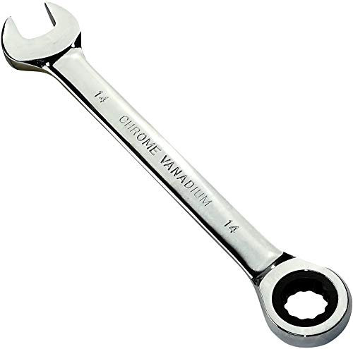 AERZETIX - Llave Plana combinada manual extremo abierto/Clásico 14mm - a Llave de trinquete 14mm Anillo/Ojo 12 lados - Métrico - CR-V - para Apriete/Ensamble - Mango Recto Pulido - DIN 3113 - C45504