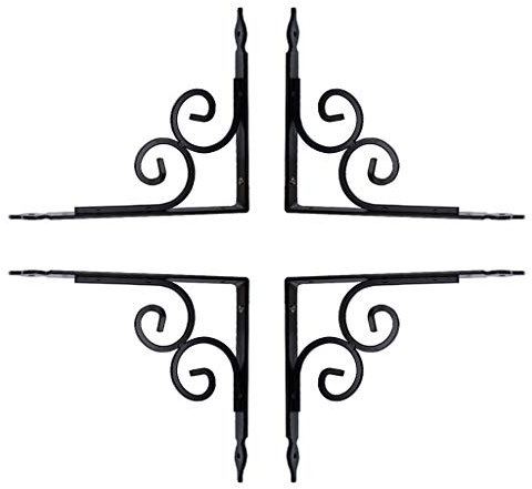 QLLL 2PCS / 4PCS Antike Regalträger, Gusseisen Regalhalterung, für Küche, Arbeitszimmer L-förmige regalträger Elegante Schwarz Weiß zweifarbige