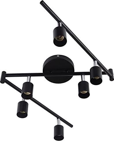 Meigour 6 Light Head Adjustable LED Track Lighting Kit, Modern Linear Pendant Directional Ceiling Spot Light Fixture for Home Farmhouse Kitchen, 360 Rotatable, GU10 Bulbs Not Included, Matte Black