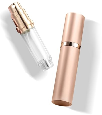 VVGAOGES Parfümzerstäuber Nachfüllbar,Parfum Zerstäuber für Unterwegs,Reiseflaschen zum Befüllen,Sprühflasche Klein für Parfum,Parfümflaschen Leer für Reise 5ml(Roségold)