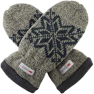 BRUCERIVER Herr Snöflinga Stickad Vantar med varmt Thinsulate fleece foder S/M (Blue Grey)